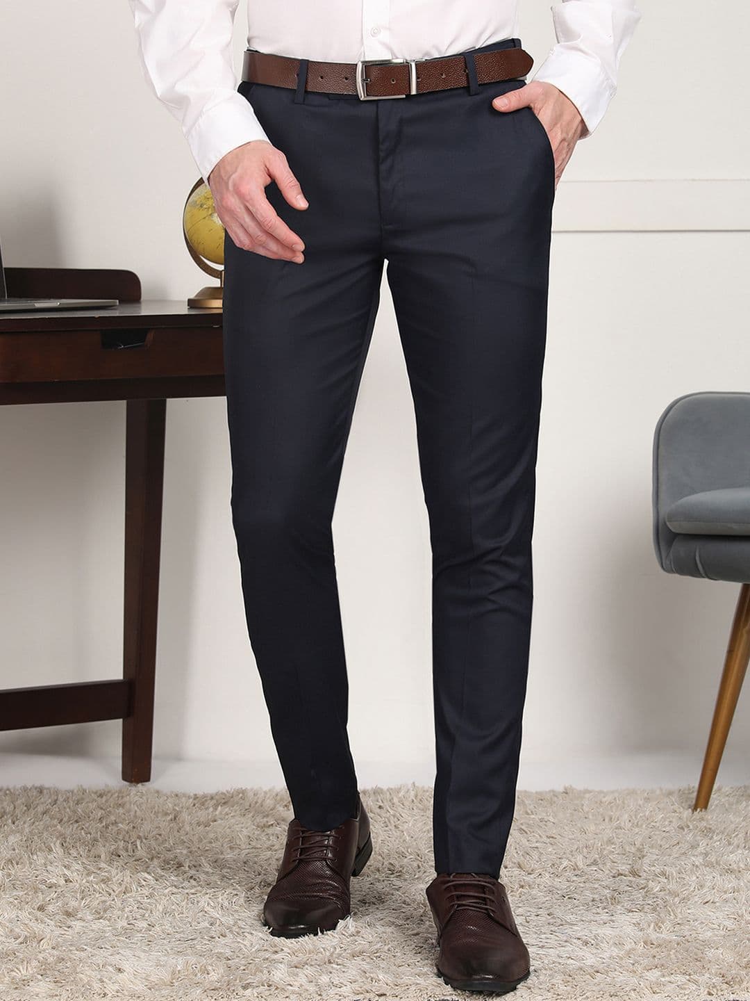 encore by INVICTUS Men Solid Slim Fit Formal Trousers - view 1