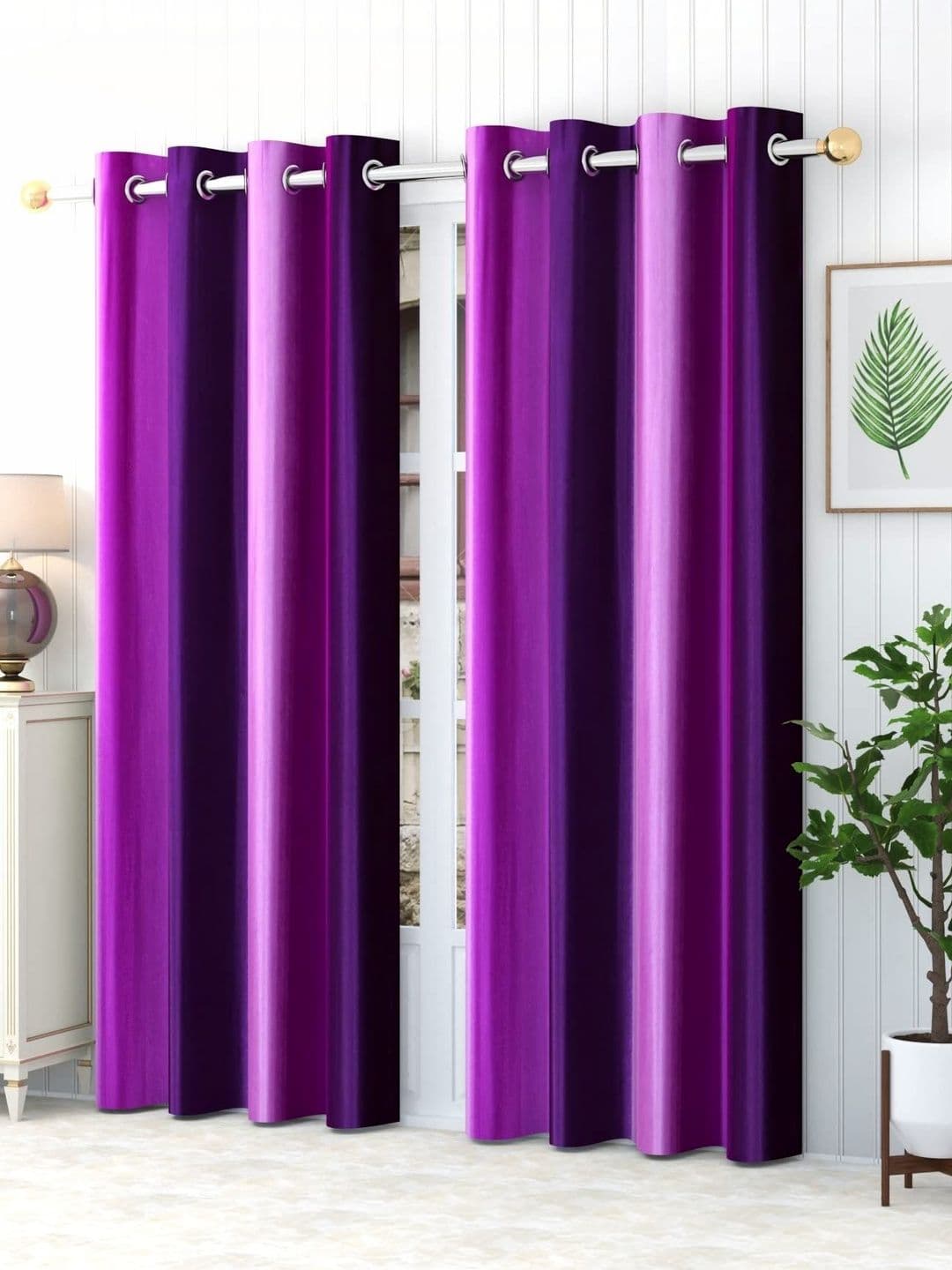 Yarnis Purple Set of 2 Door Curtain - view 1