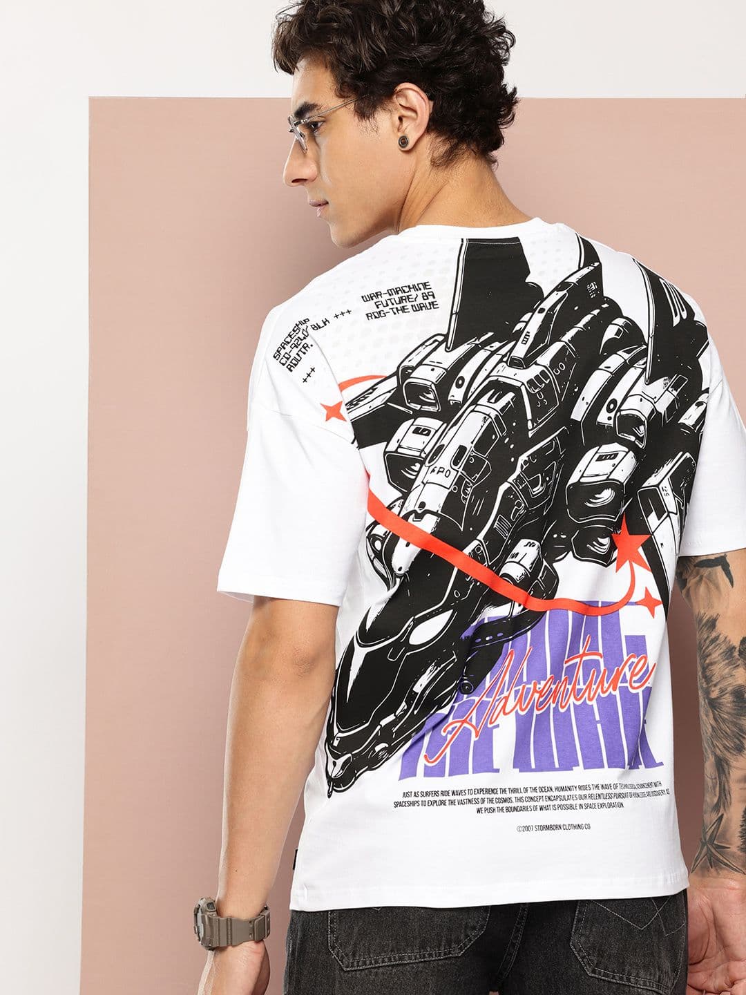 Stormborn Men Graphic Printed Drop-Shoulder Pure Cotton Oversized Fit T-shirt - view 1