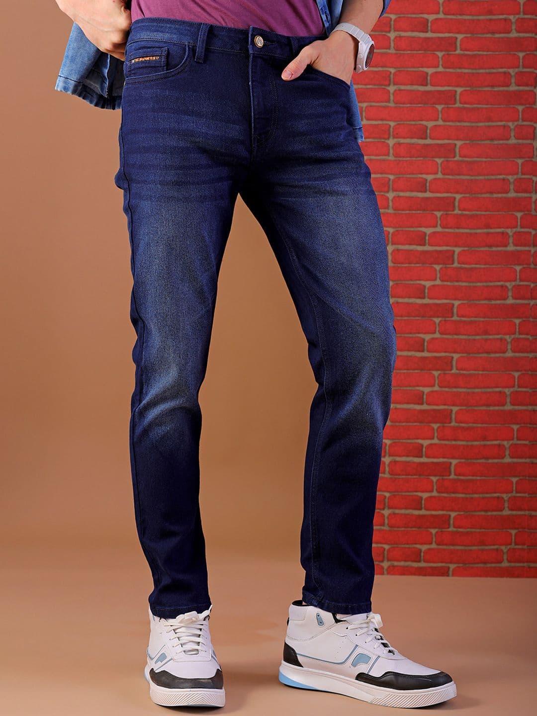The Indian Garage Co Men Blue Slim Fit Low-Rise Clean Look Stretchable Jeans - view 1