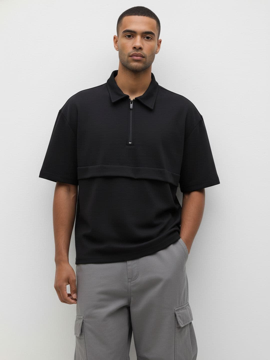 The Roadster Life Co. Polo Collar Drop-Shoulder Sleeves T-shirt - view 1