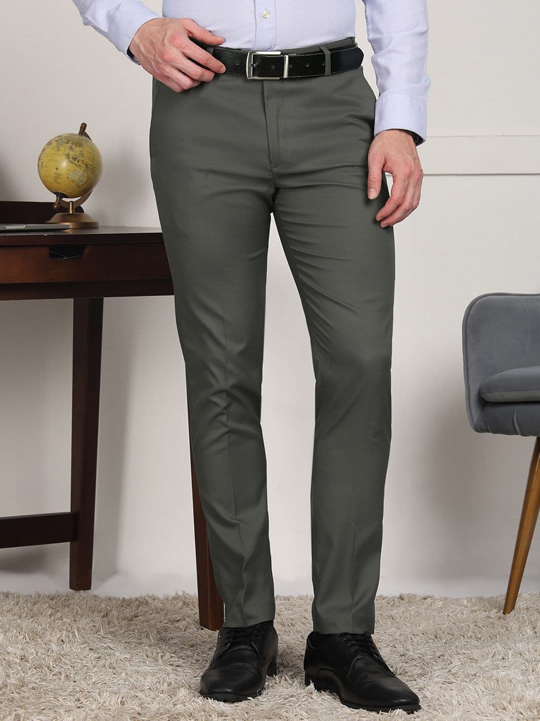encore by INVICTUS Men Solid Slim Fit Formal Trousers - view 1