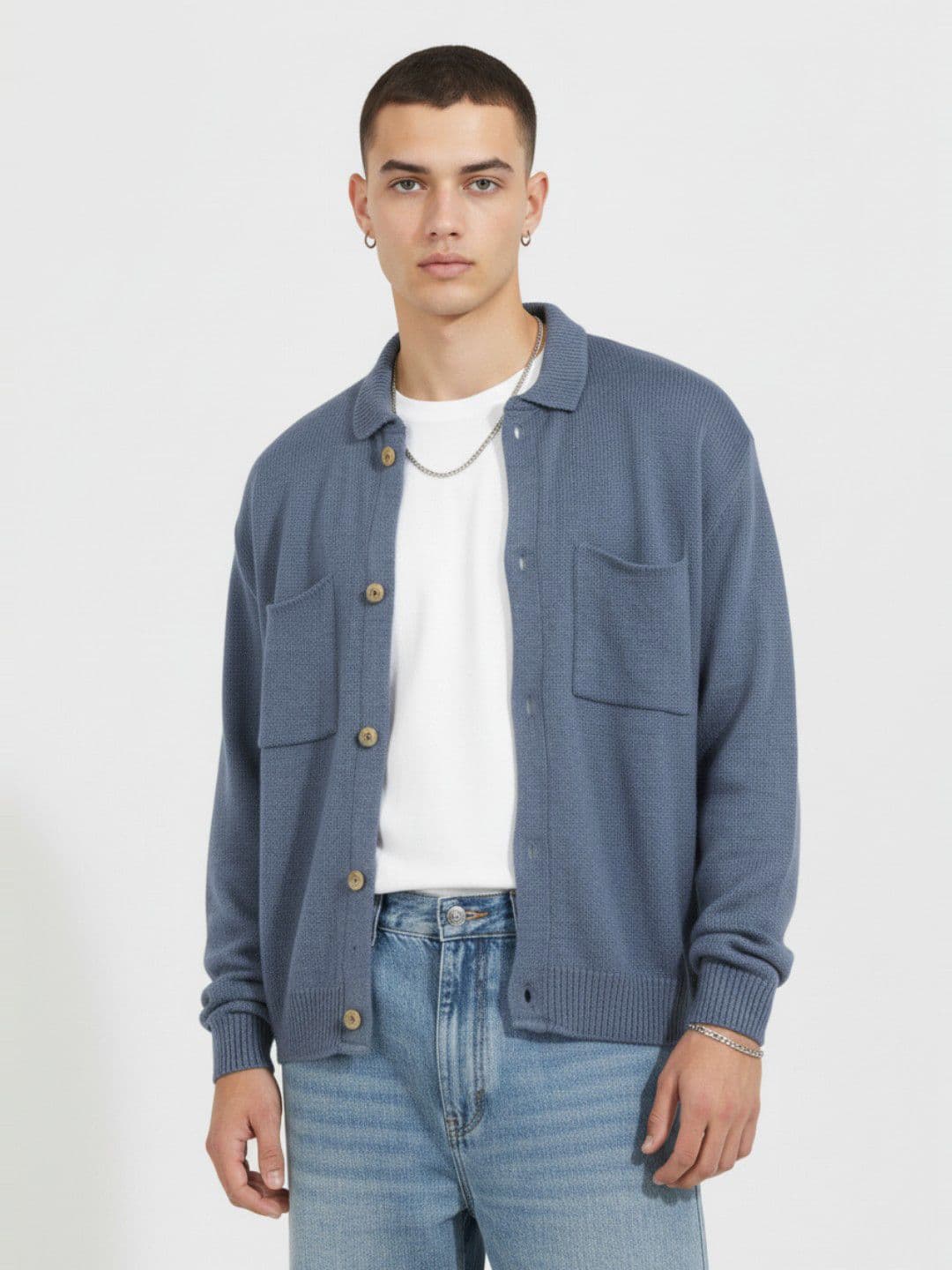 glitchez Spread Collar Relaxed Fit Cardigan - view 1