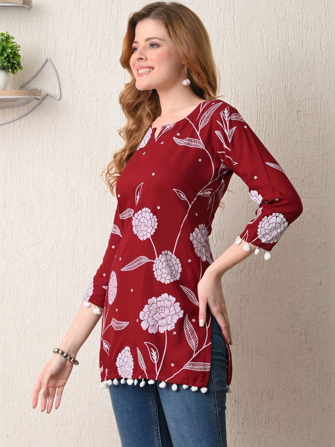 BKApparels Floral Printed Pure Cotton Kurti - view 1