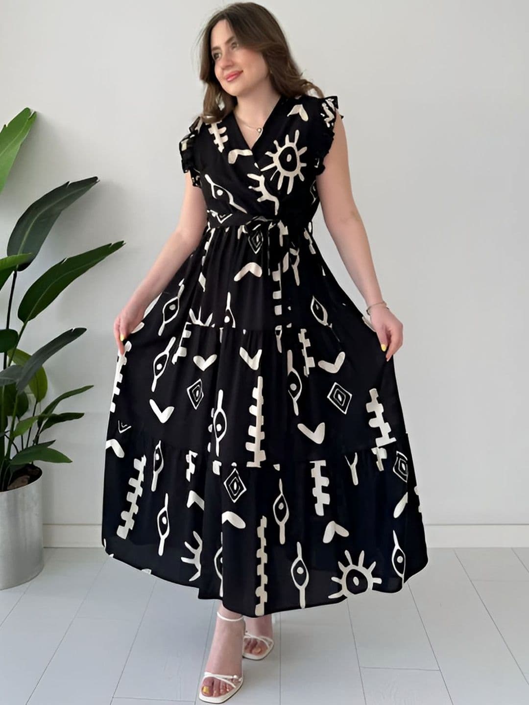 ZWERLON Tribal Print Fit & Flare Midi Dress - view 1