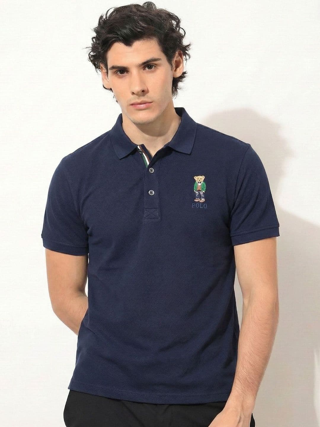 COMBRAIDED Men Brand Logo Polo Collar Polyester PU Coated T-shirt - view 1
