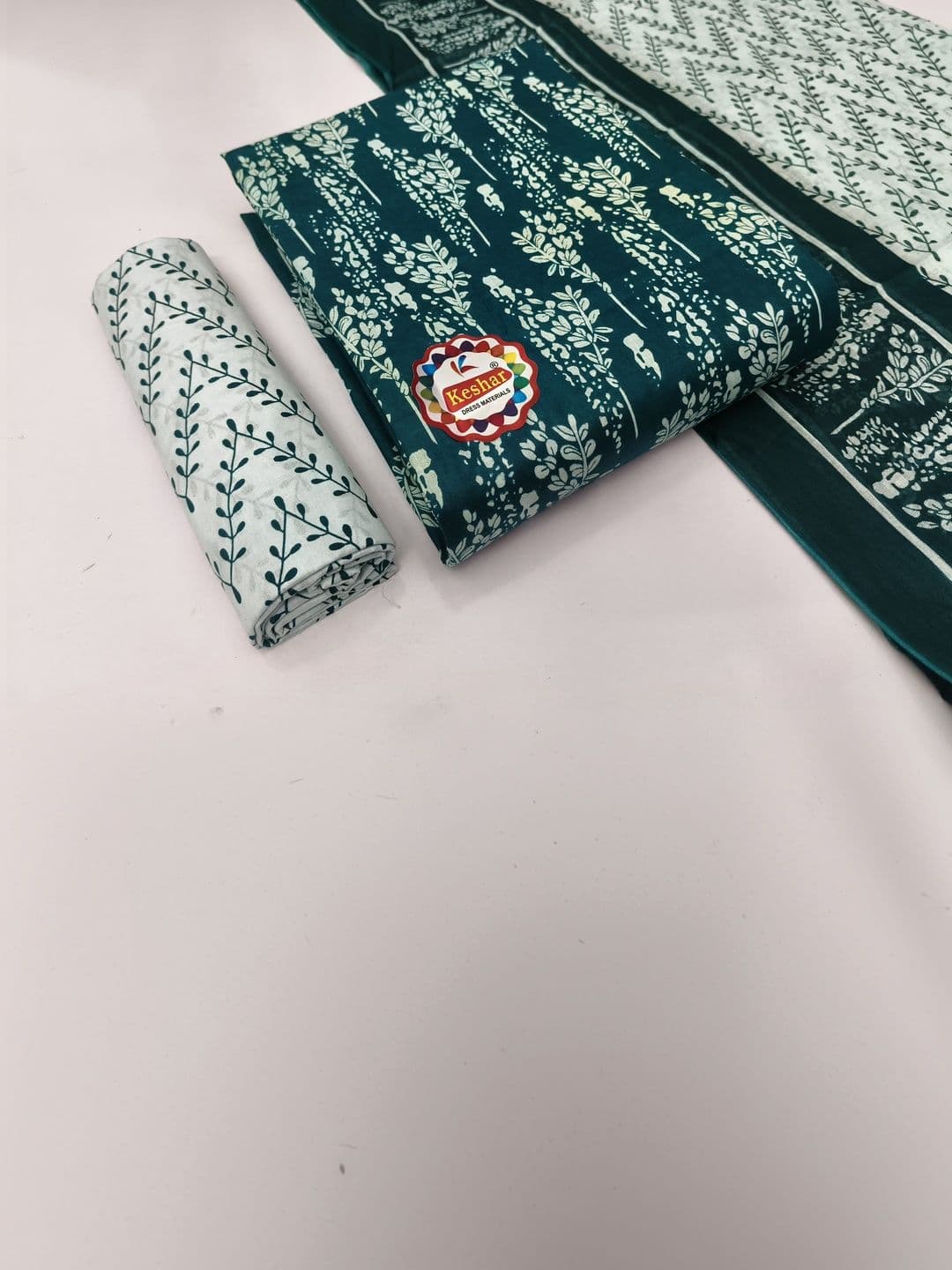 Keshar Printed Pure Cotton Unstitched Dress Material - view 1