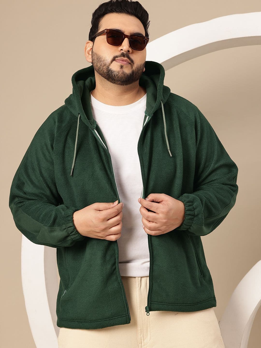 Sztori Plus Size Hooded Sherpa Jacket - view 1