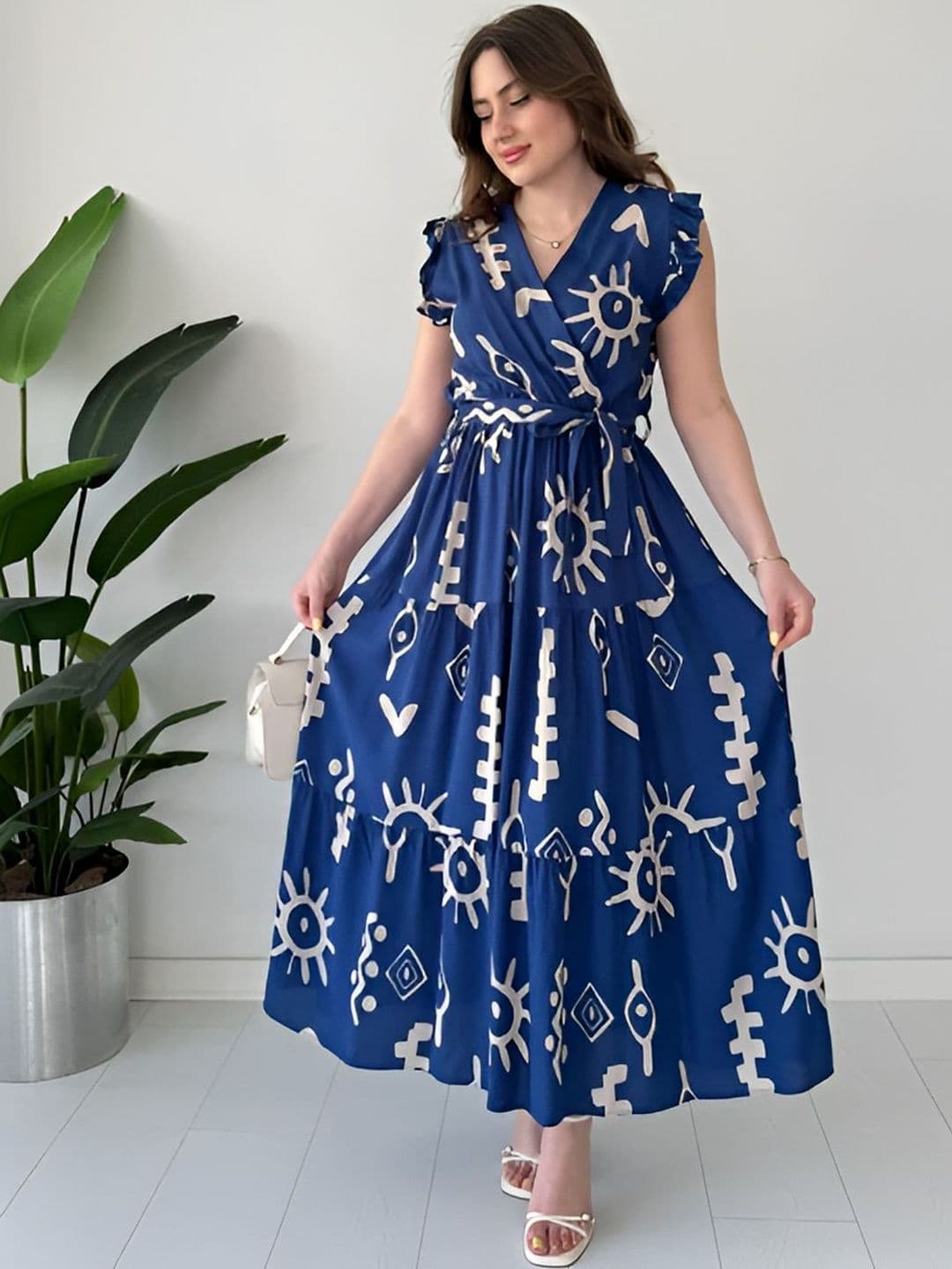 ZWERLON Print Flutter Sleeve Maxi Dress - view 1