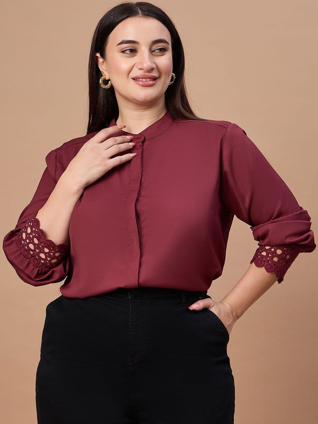 Style Quotient Plus Size Women Maroon Formal Shirt - view 1