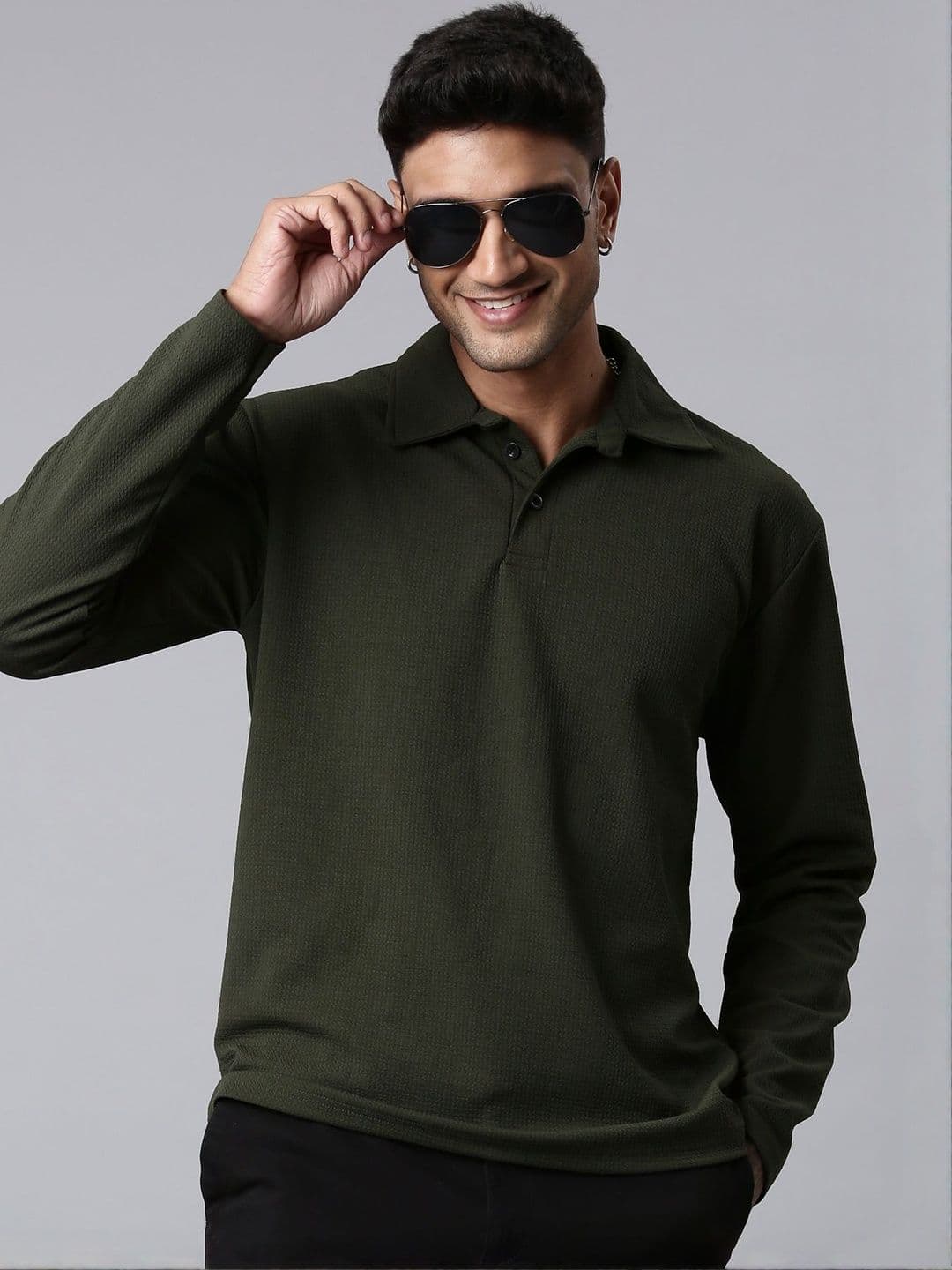 LEWEL Men Solid Polo Collar T-shirt - view 1