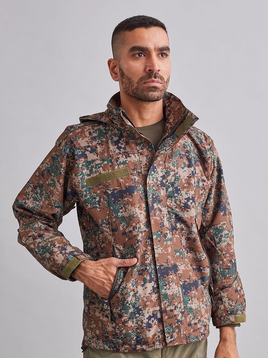 MOUNTMILLER Men's Camouflage Super Digital Airshell Hooded Tactical Wind Jacket - view 1