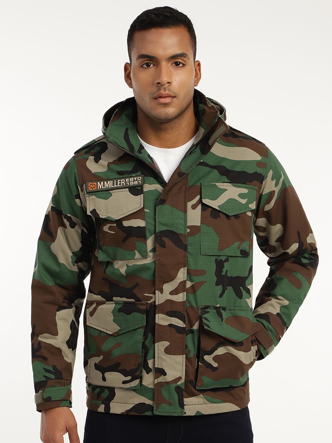 MOUNTMILLER Men's Camouflage Printed Multicam M65 Ripstop Field Tactical Hooded Jacket - view 1