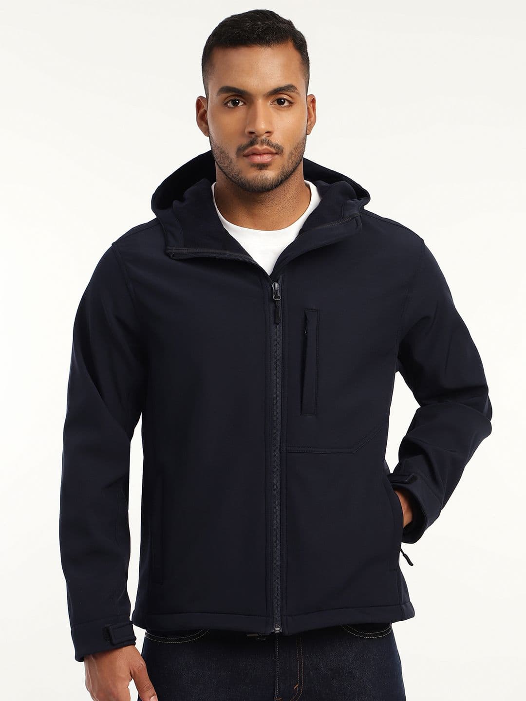 MOUNTMILLER Men's Full Sleeve Hooded Neck Navy DWR Tactical Soft Shell Jacket - view 1
