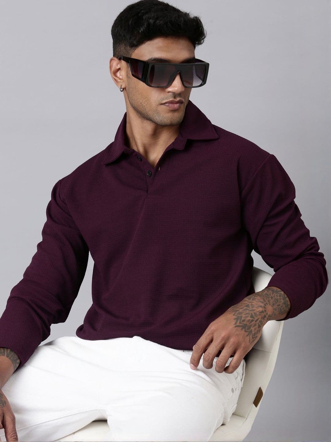 LEWEL Men Textured Polo Collar T-shirt - view 1