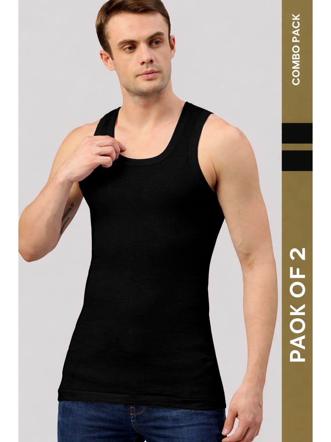 MACHO Sporto Pack of 2 Pure Cotton Round Neck Basic Vests - view 1