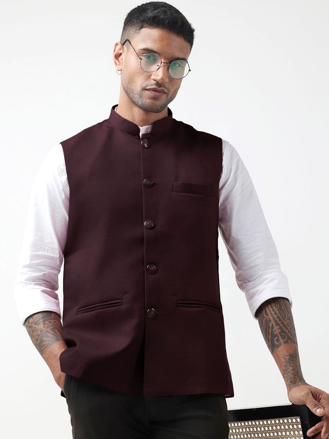 SHOWOFFFF Mandarin Collared Nehru Jackets - view 1