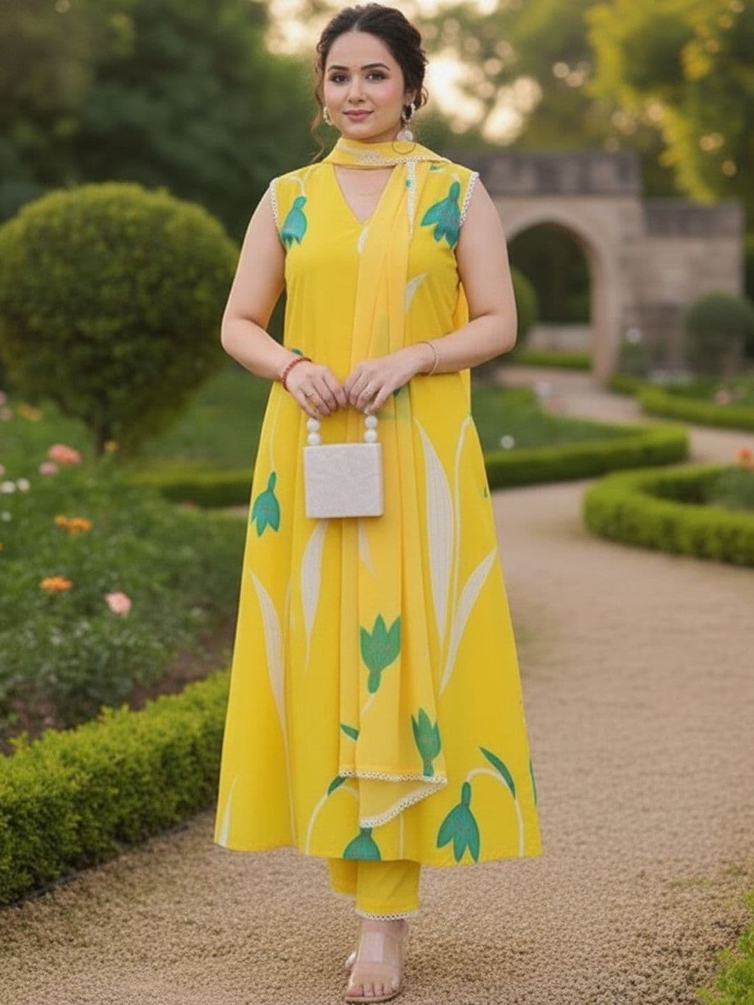 ARADHNA Women Floral Printed Regular Kurta with Trousers & With Dupatta - view 1