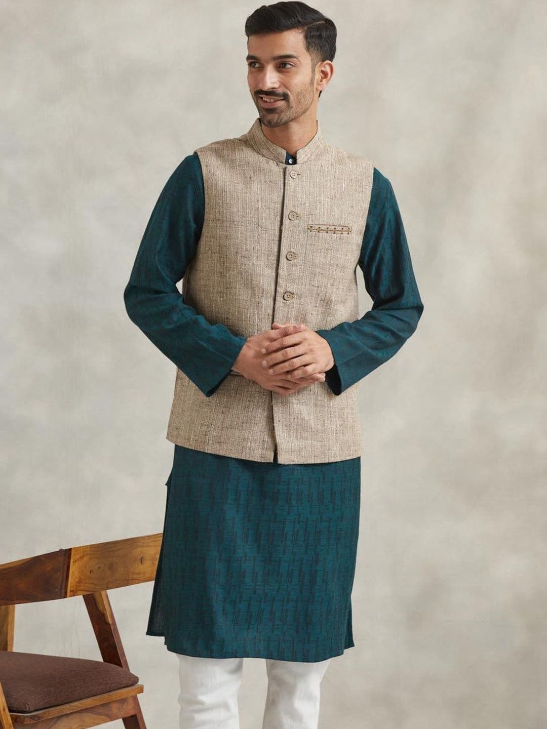 Fabindia Mandarin Collared Nehru Jackets - view 1