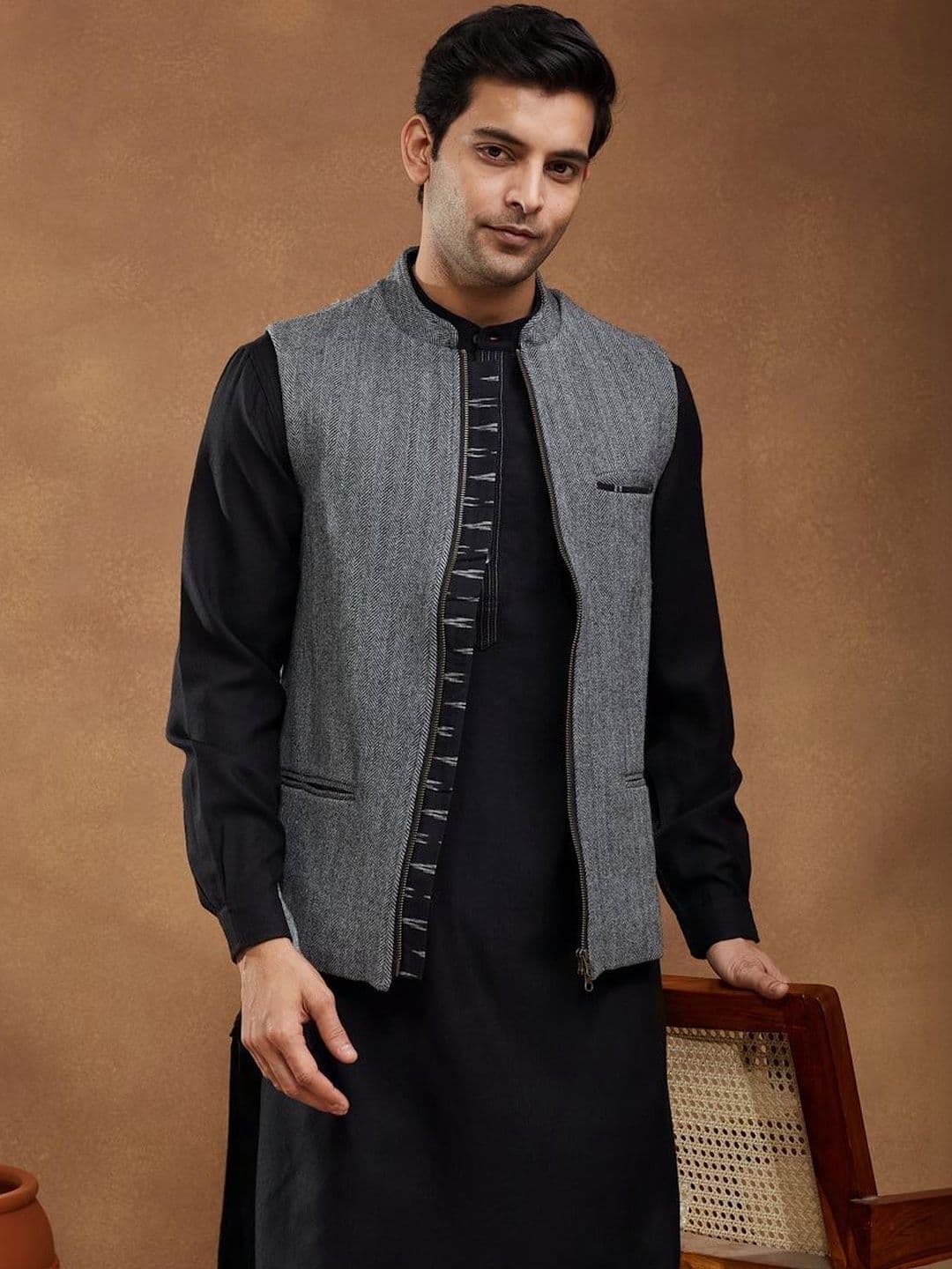 Fabindia Mandarin Collared Nehru Jackets - view 1