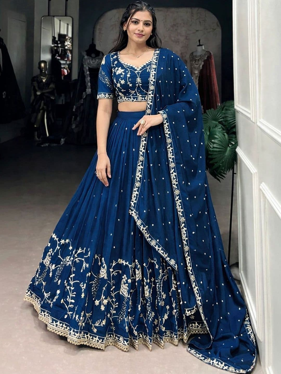 SUPPAR SLEAVE Embroidered Semi-Stitched Lehenga & Unstitched Blouse With Dupatta - view 1