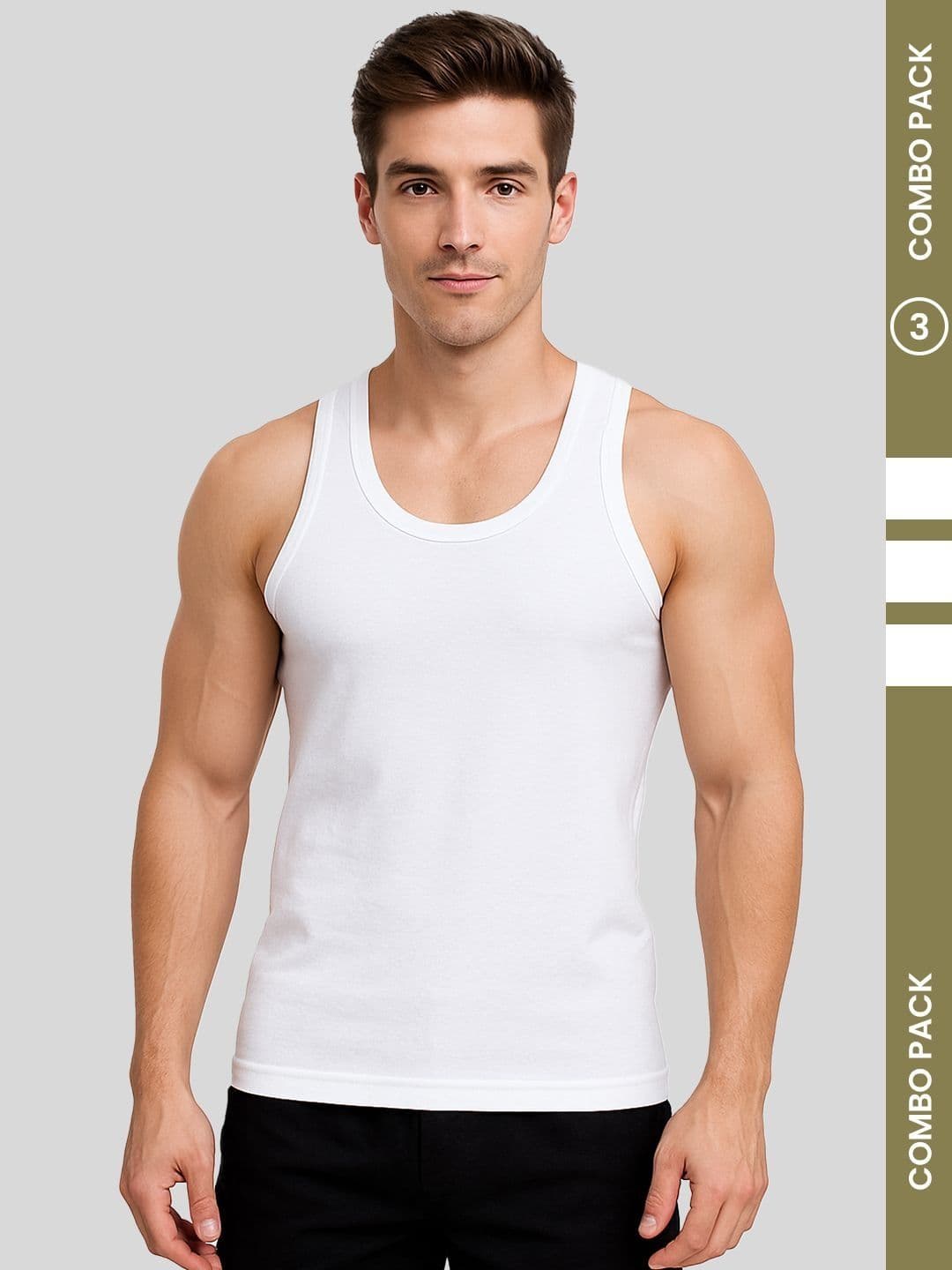 AMUL COMFY Pack of 3 Pure Cotton Round Neck Basic Vests - view 1