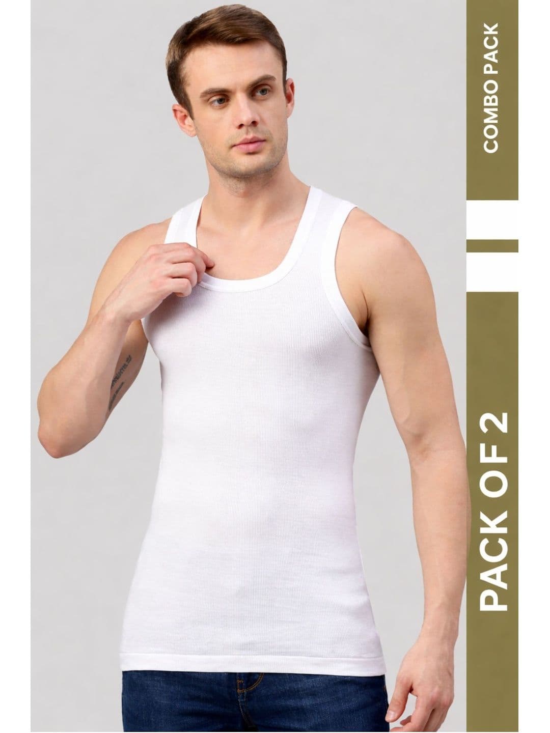 MACHO Sporto Pack of 2 Pure Cotton Round Neck Basic Vests - view 1