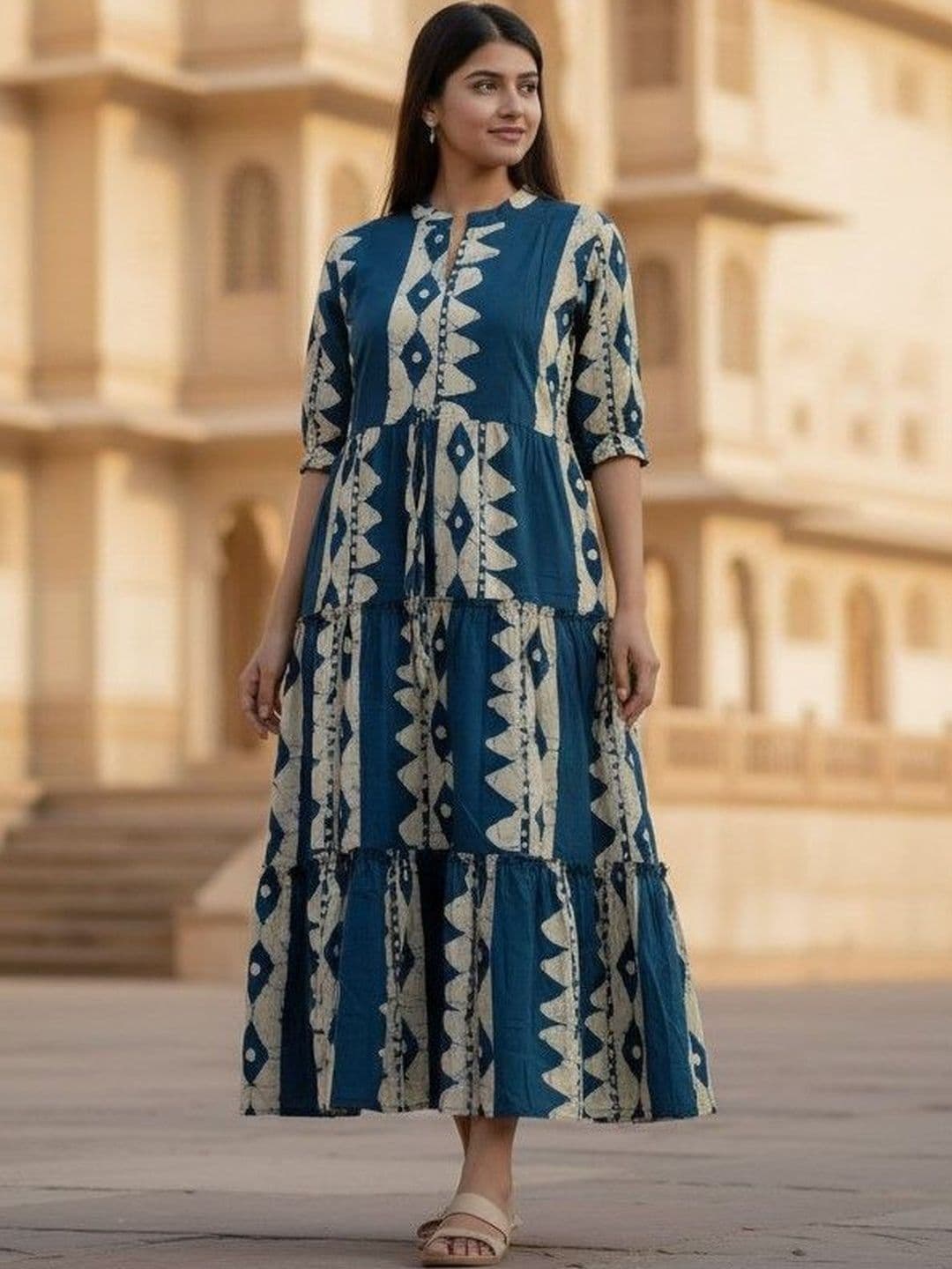 SATITHA Women Floral Printed Block Print Anarkali Kurta - view 1