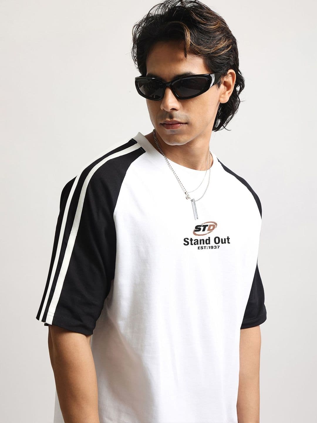 Maniac Men Typography Colourblocked T-shirt - view 1