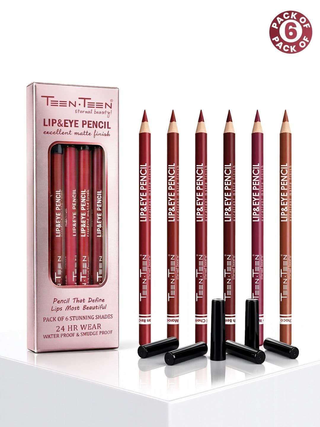 TEEN TEEN COSMETICS Set Of 6 Lip & Eye Excellent Matte Finish Pencil- 302- 301 - view 1