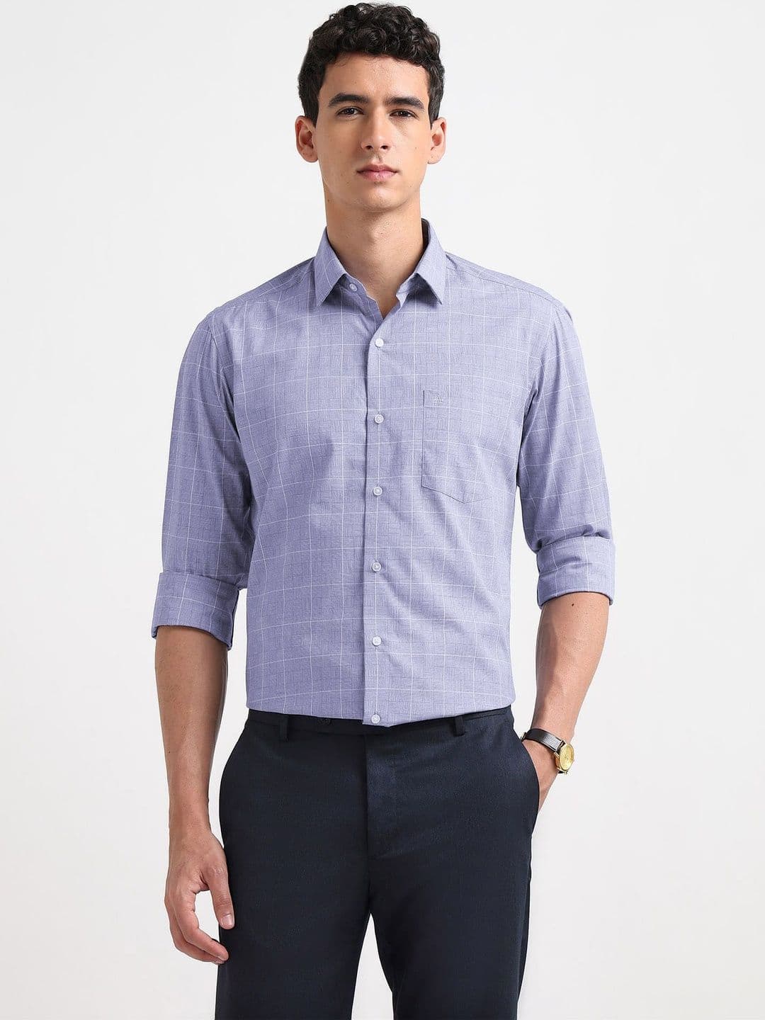 Arrow Men Slim Fit Windowpane Checks Checked Formal Shirt - view 1
