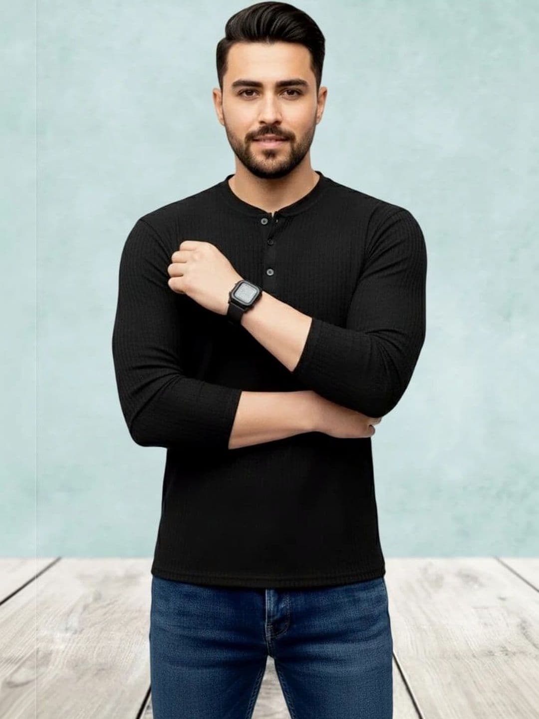 DADA IMPEX Men Henley Neck T-shirt - view 1