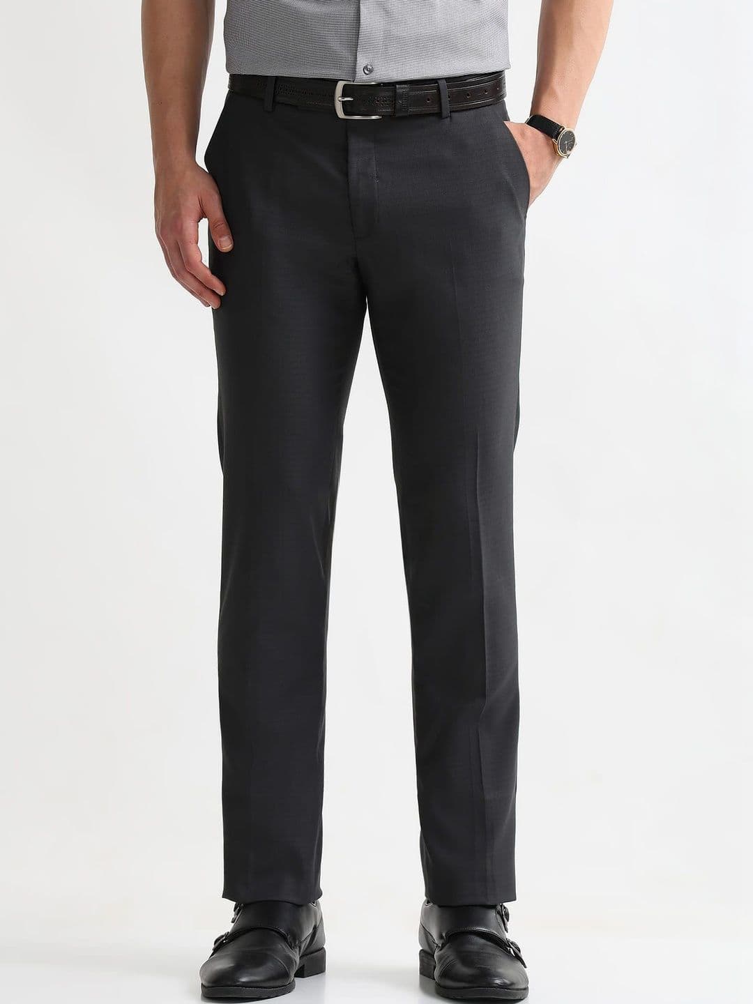 Arrow Men Textured Tapered Fit Trousers - view 1