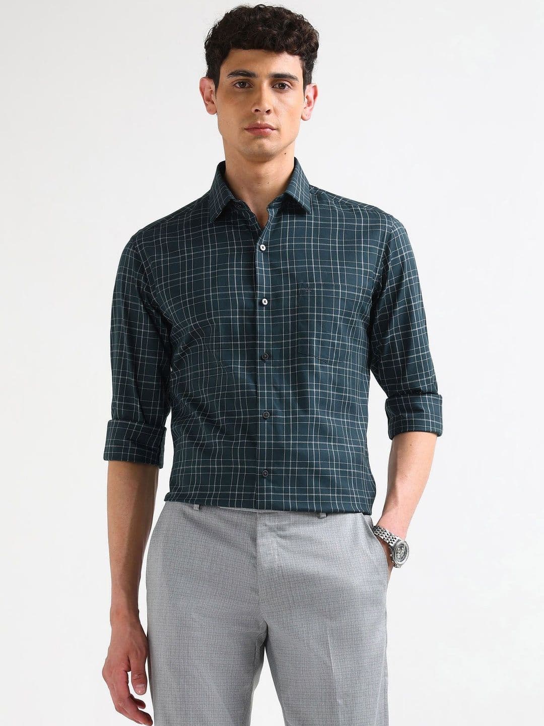 Arrow Men Slim Fit Windowpane Checks Checked Casual Shirt - view 1