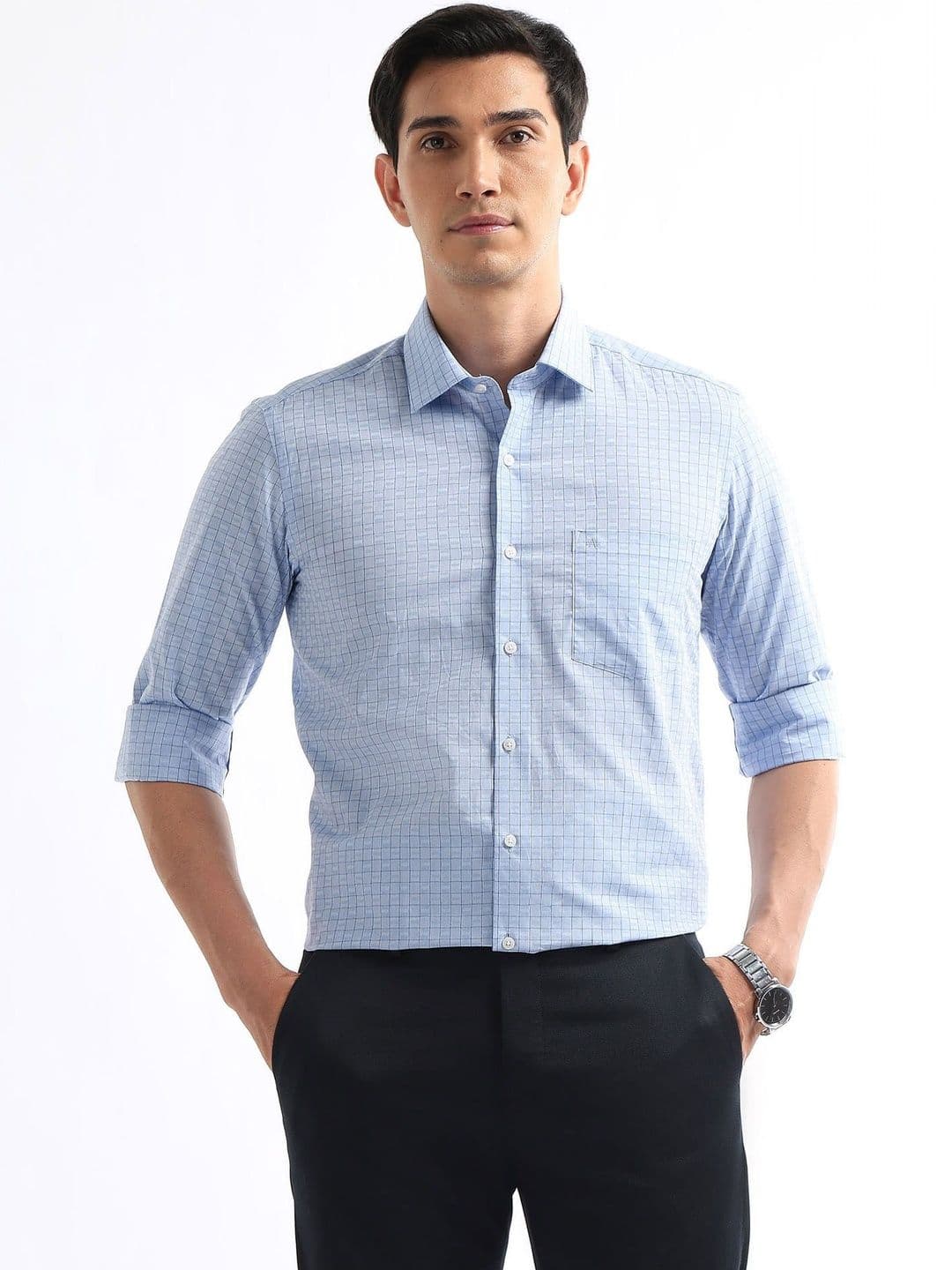Arrow Men Slim Fit Windowpane Checks Checked Formal Shirt - view 1