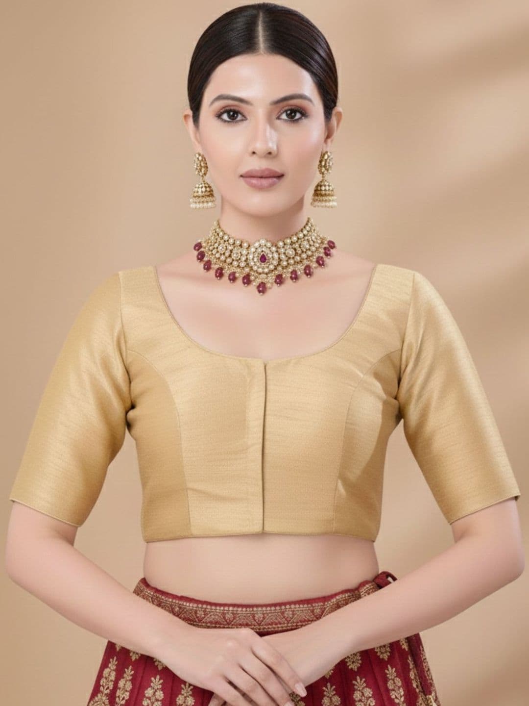 SALWAR STUDIO Round Neck Readymade Padded Saree Blouse - view 1