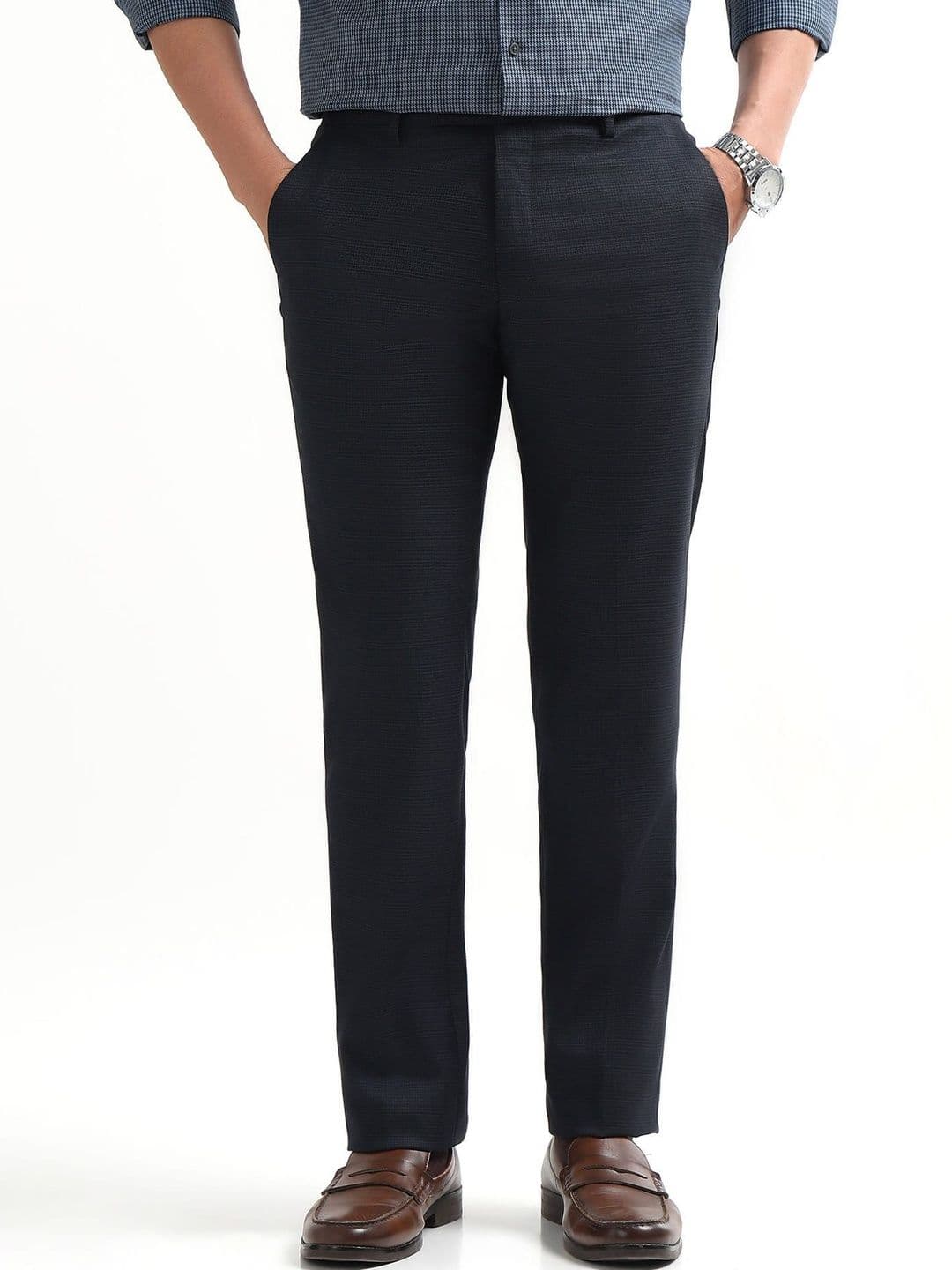 Arrow Men Textured Tapered Fit Trousers - view 1