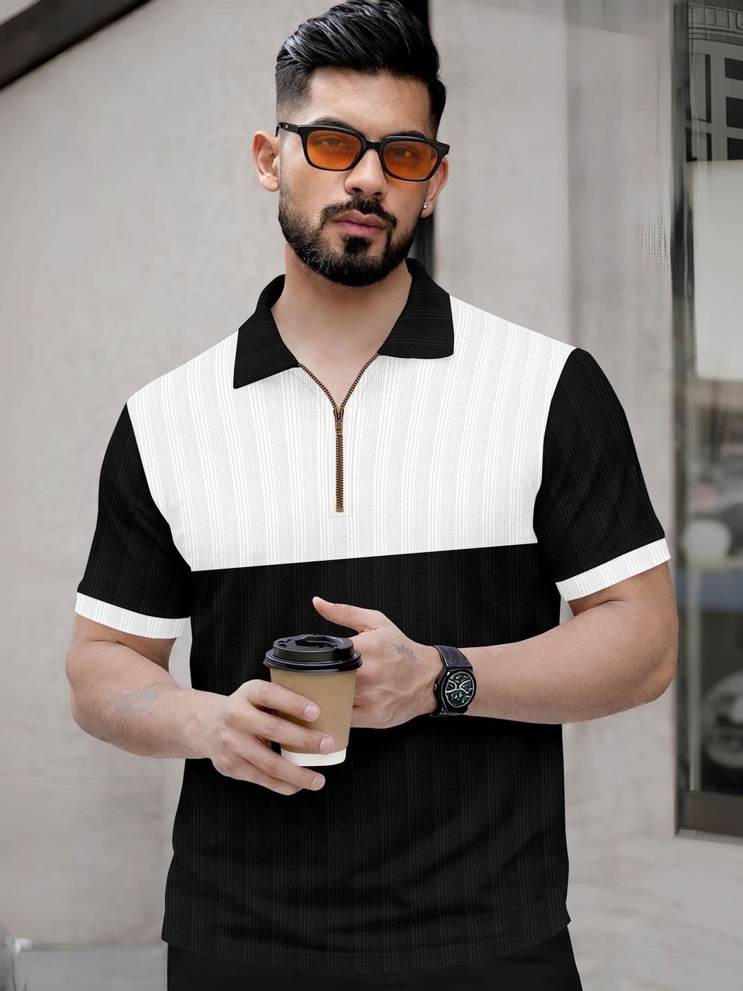 KAJARU Men Colourblocked Polo Collar T-shirt - view 1