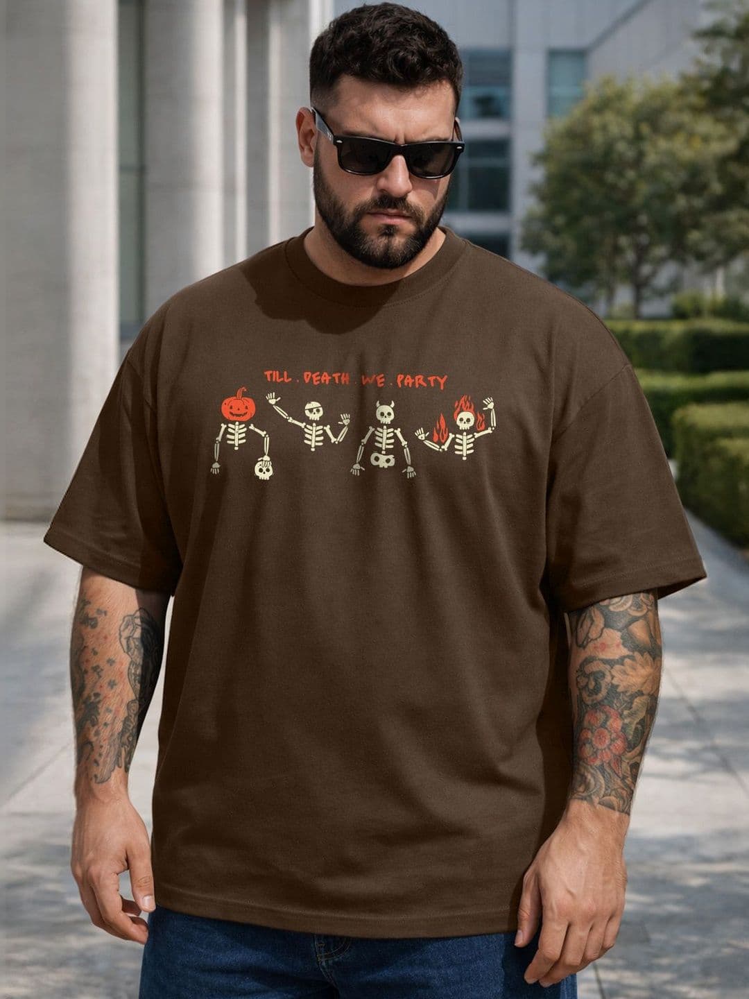 VEIRDO Men Printed Drop-Shoulder Sleeves Pure Cotton T-shirt - view 1