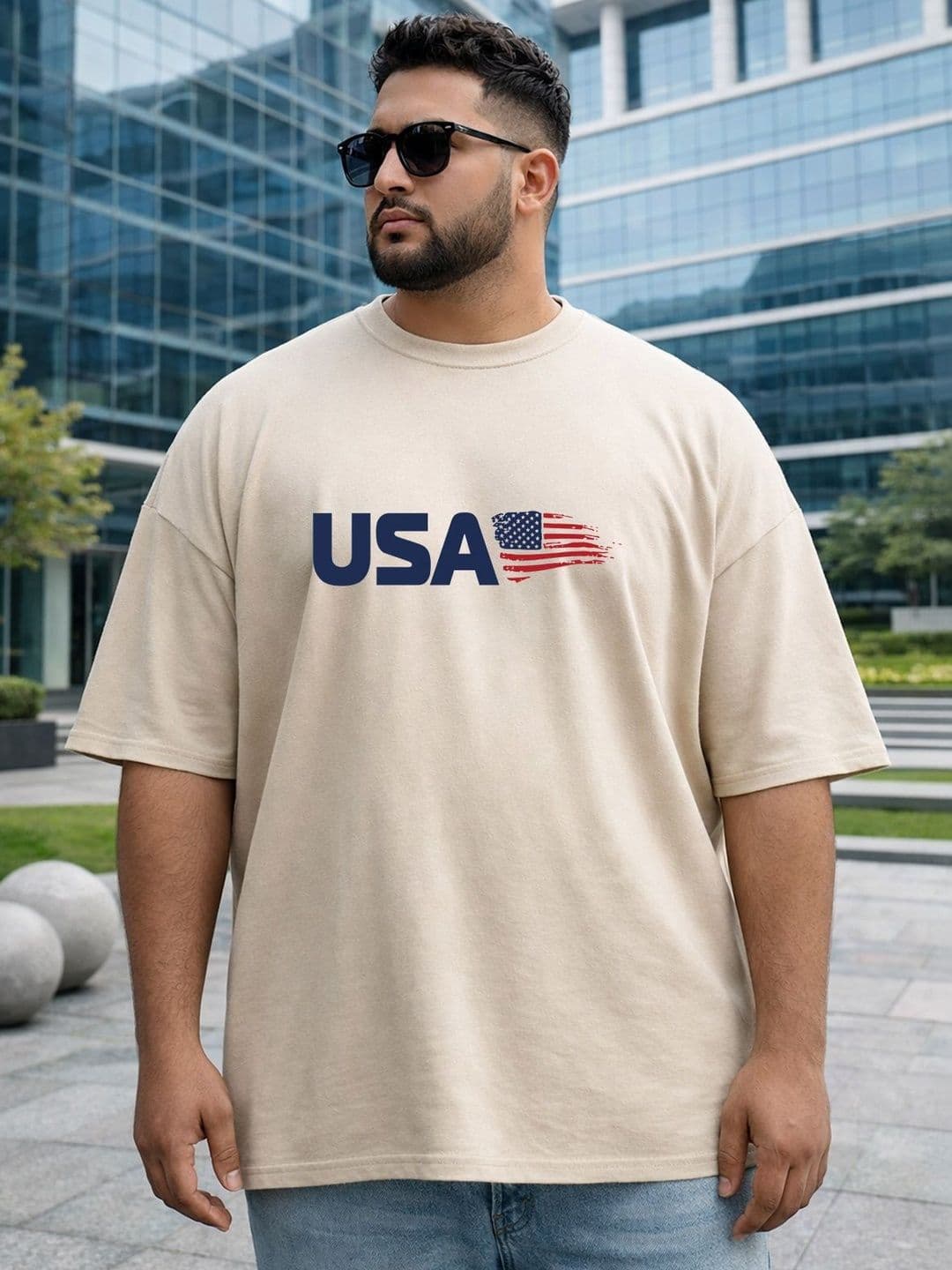 VEIRDO Men Printed Drop-Shoulder Sleeves Pure Cotton T-shirt - view 1