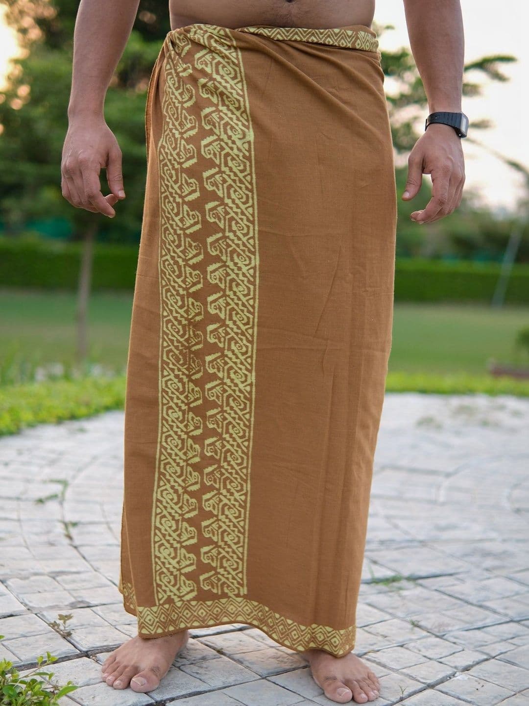 CRYSTAL HEAL Men Printed Cotton Dhoti - view 1