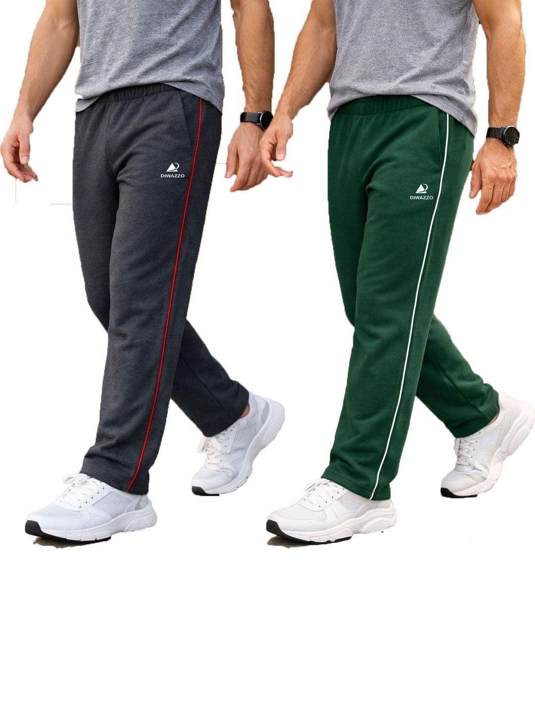 Diwazzo Men Pack Of 2 Striped Cotton Track Pants - view 1