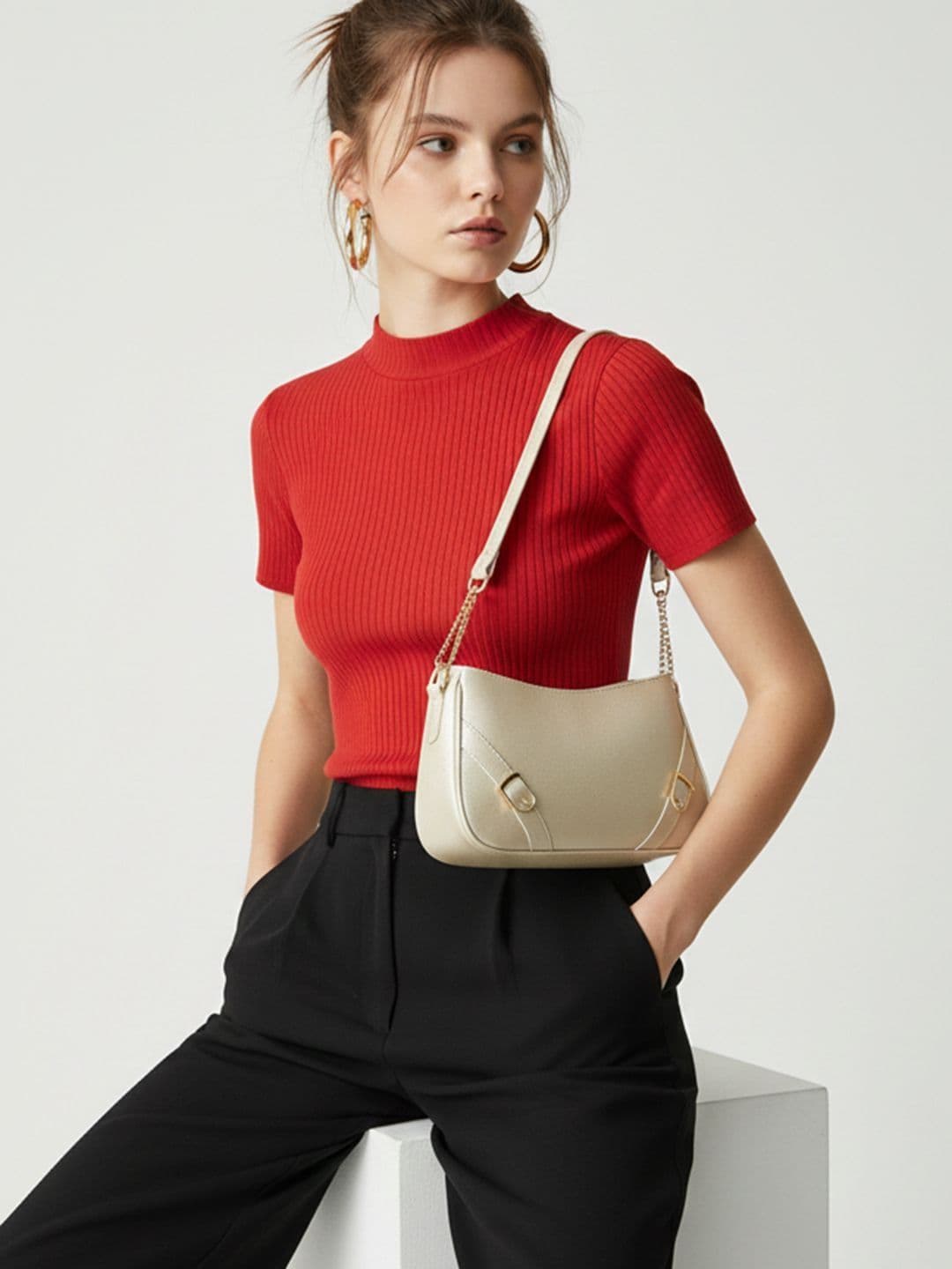 FABBHUE Textured Half Moon Shoulder Bag - view 1
