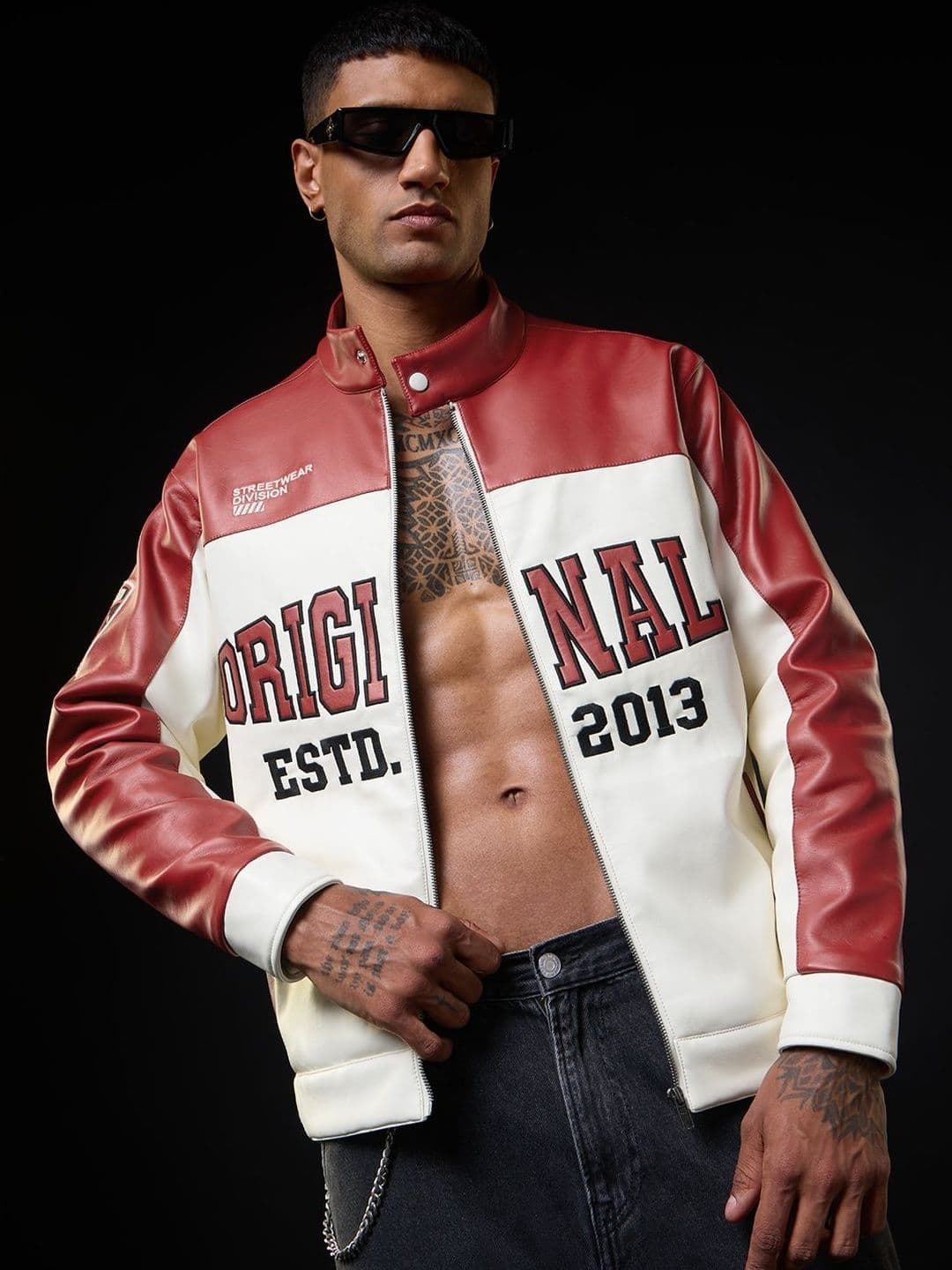 The Souled Store Men Regular Fit Printed Red Biker Jackets - view 1