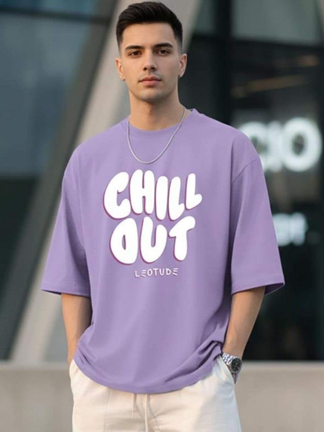 Leotude Men Typography Printed Drop-Shoulder Sleeves T-shirt - view 1