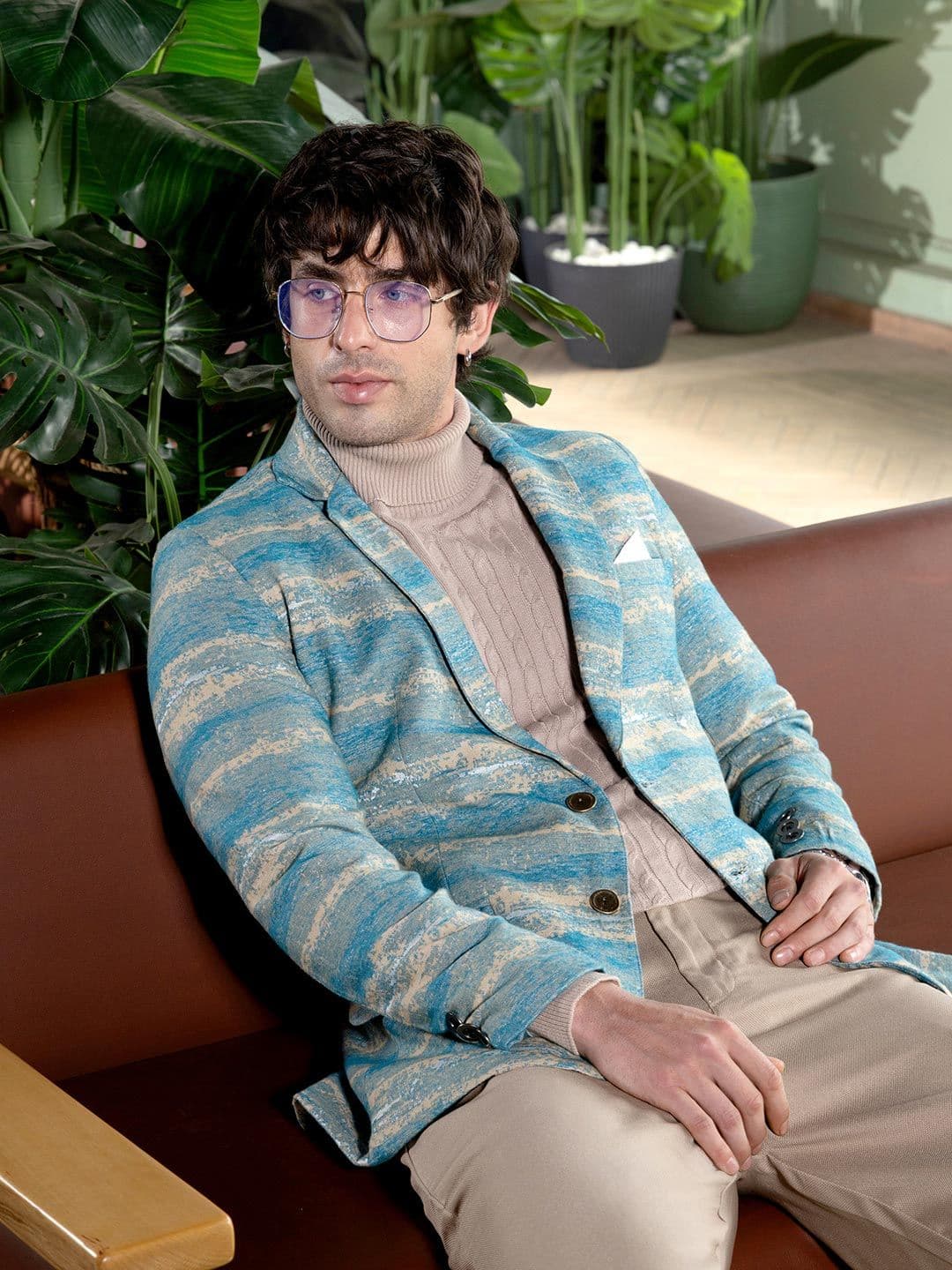 CAHOOT Self Design Notched Lapel Single-Breasted Blazers - view 1