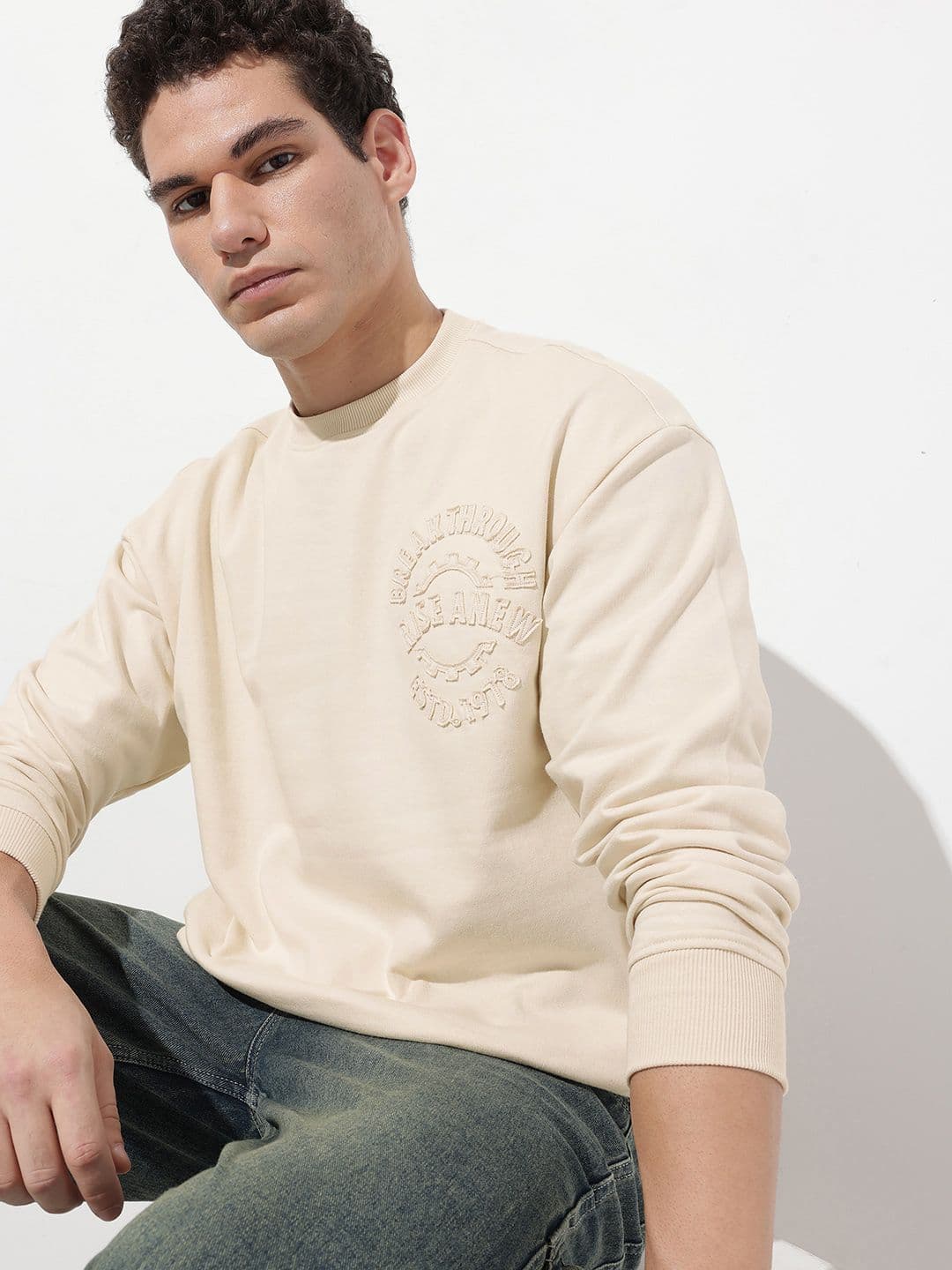 The Roadster Life Co. Relaxed Fit Typography Applique Detail Sweatshirt - view 1