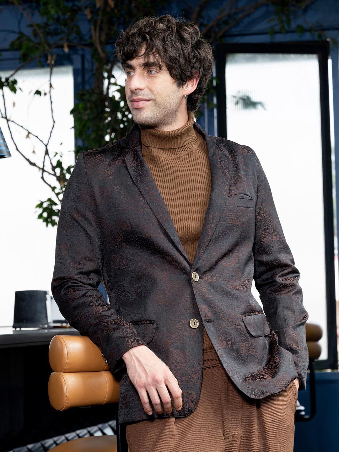 CAHOOT Printed Notched Lapel Single-Breasted Blazers - view 1