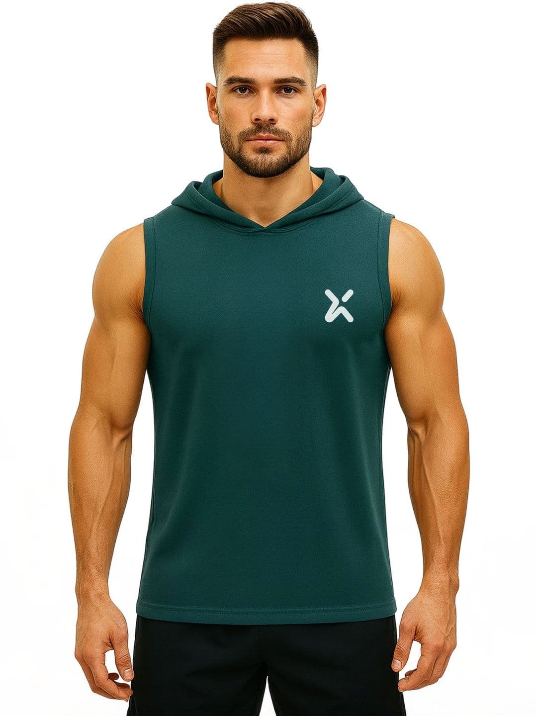 3Colors Men's HOOD Gym Vest | Sleeveless Tank Top for Workout, Bodybuilding & Sports | Printed Hooded Sleeveless Gym Vest - view 1