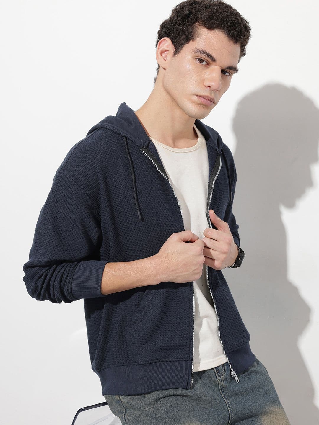 The Roadster Life Co. Textured Relaxed Fit Hooded Sweatshirt - view 1